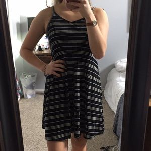Black and white striped summer dress.